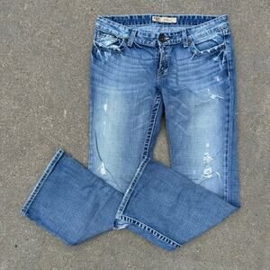 Y2K Buckle BKE Stella 30x31 1/2 Low Rise Flare Faded Worn In Jeans